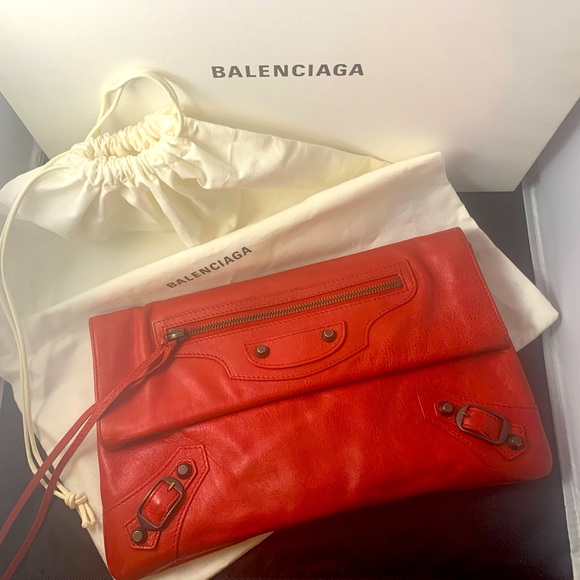 Balenciaga Handbags - *SALE!!* EUC Authentic Red Balenciaga Envelope clutch with mirror & dustbag ❤️